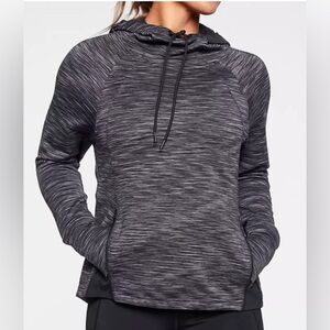 Athleta Hoodie Pullover Size XS Women Black Gray Heathered Pockets Active